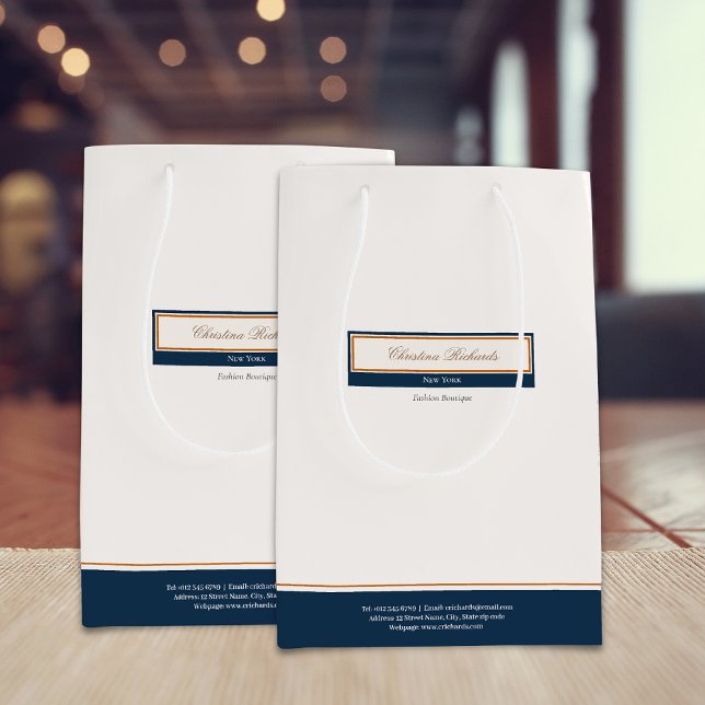 Classy Navy Blue Ivory Mittlere Geschenktüte (Von Creator hochgeladen)