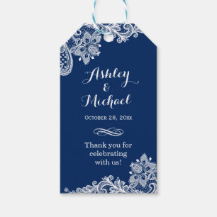Classy Navy Blue Lace Wedding Vielen Dank Geschenkanhänger