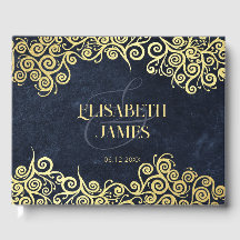 Classy Navy Blue und Gold Boho Wirbel Hochzeit