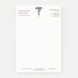 Classy Noble Medical Elegant Schwarz-weiß Caduceus Post-it Klebezettel