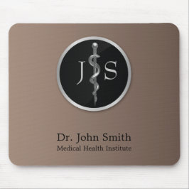 Classy Noble Medical Rod of Asclepius Silver Mousepad