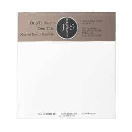 Classy Noble Medical Silver Rod of Asclepius Notizblock