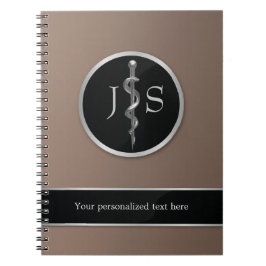 Classy Noble Rod of Asclepius Medical Silver Notizblock