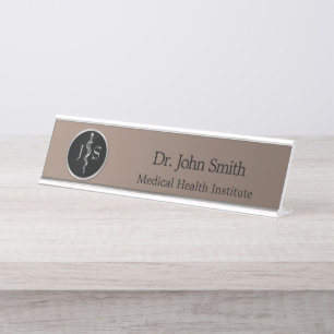 Classy Noble Rod of Asclepius Silver Medical Schreibtischnamensplakette