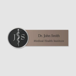 Classy Noble Silver Rod of Asclepius Medical Namensschild