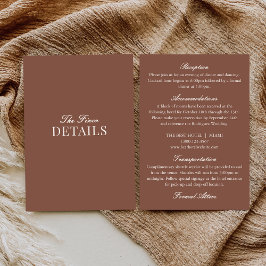 Classy Old Money Mocha Brown Ivory Wedding Details Begleitkarte