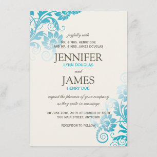 Classy Ombre Aquamarin Hochzeitseinladungen Einladung