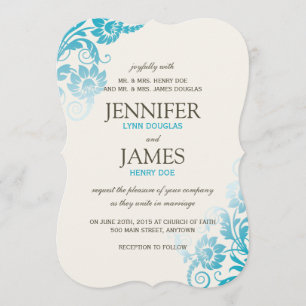Classy Ombre Aquamarin Hochzeitseinladungen Einladung