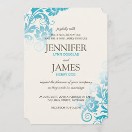 Classy Ombre Aquamarin Hochzeitseinladungen Einladung