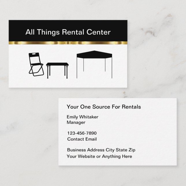 Classy Party Rental Center Cartes de visite (Devant / Derrière)