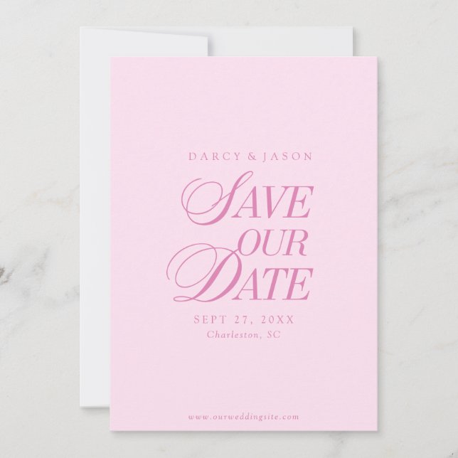 Classy Pastel Pink Elegant Save the Date Card (Devant)