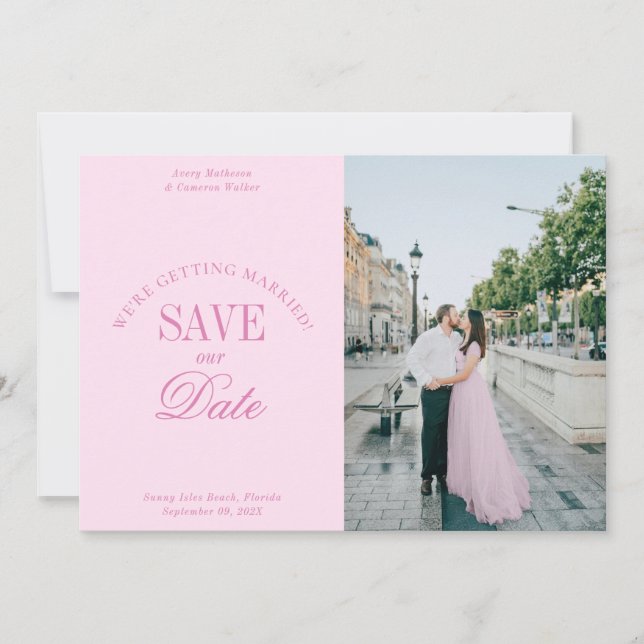 Classy Pastel Pink Elegant Save the Date Card (Devant)