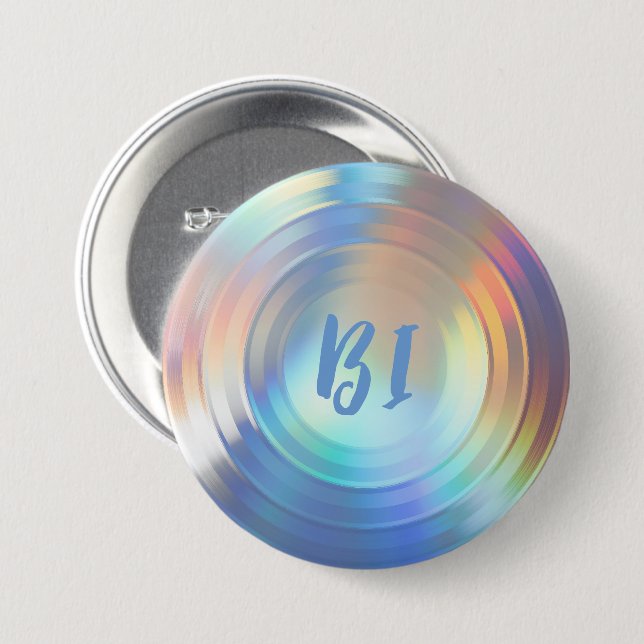 Classy Pastel Rainbow Unicorn Holographic Bisexual Button (Vorne & Hinten)