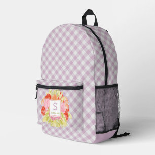 Classy Pastel Violet Pink Gingham Karo Pattern Bedruckter Rucksack