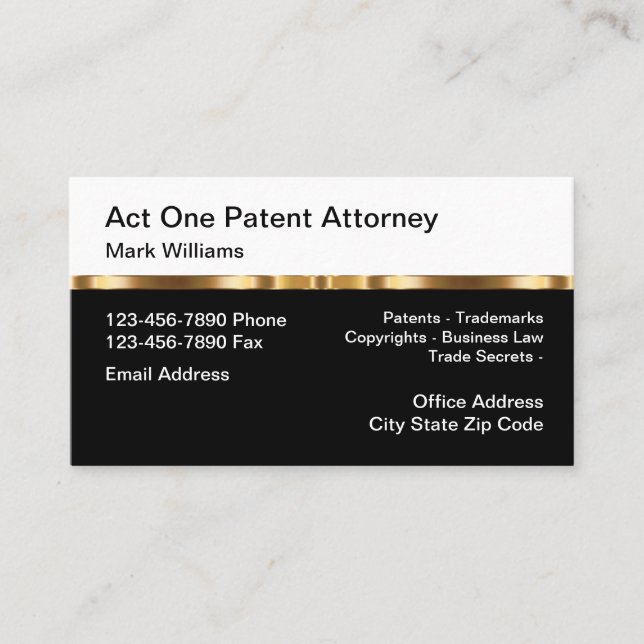 Classy Patent Attorney Business Law Visitenkarte (Vorderseite)