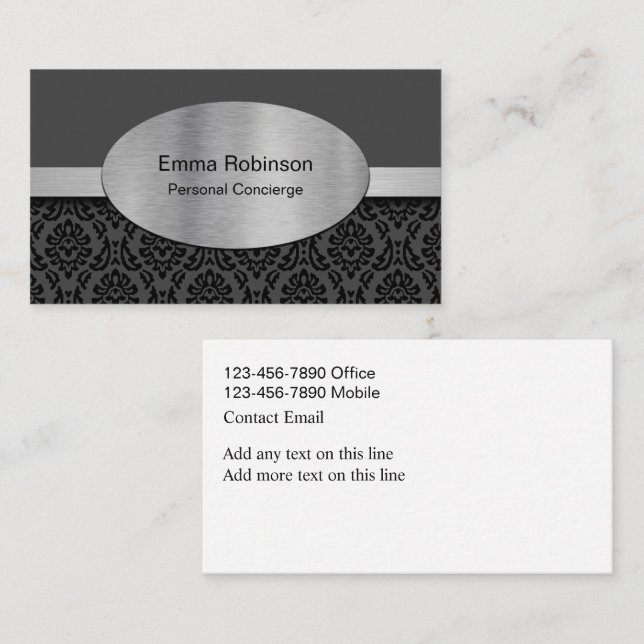 Classy Personal Concierge Elegante Visitenkarten Visitenkarte (Vorne/Hinten)