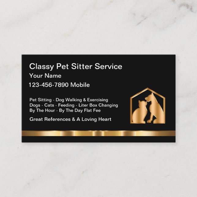 Classy Pet Sitter Zuhause Services Visitenkarte (Vorderseite)