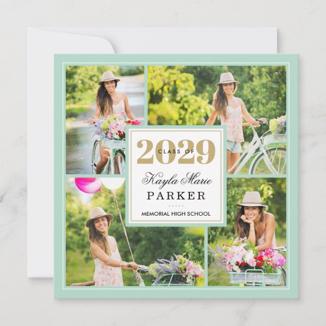 Classy Photo Collage Graduation Invitation (Devant)