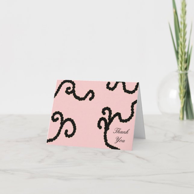 Classy Pink and Black Bee Danke Karte (Vorderseite)
