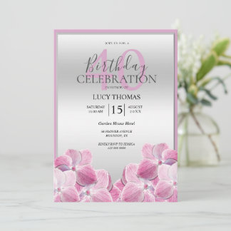Classy Pink Blume Dekoration Geburtstag Einladung