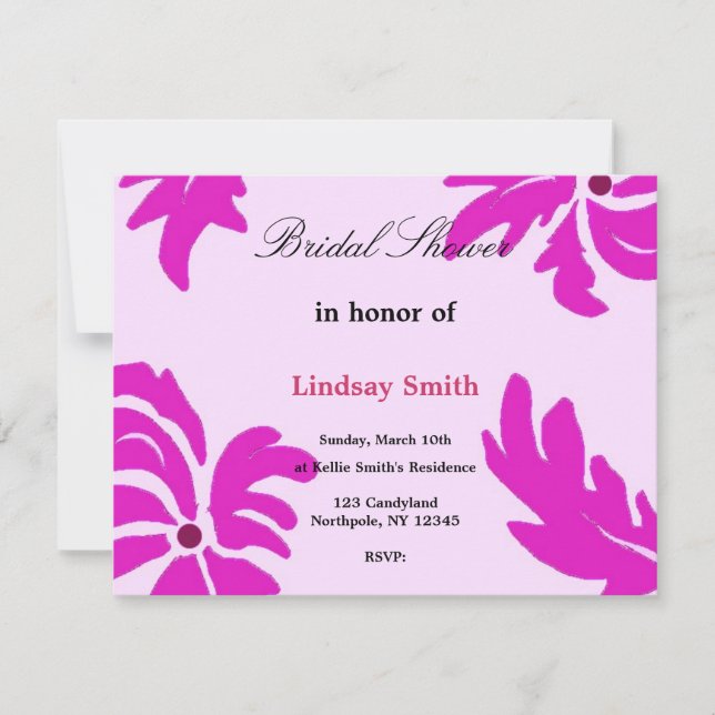 Classy Pink Blumendusche Einladung (Vorderseite)