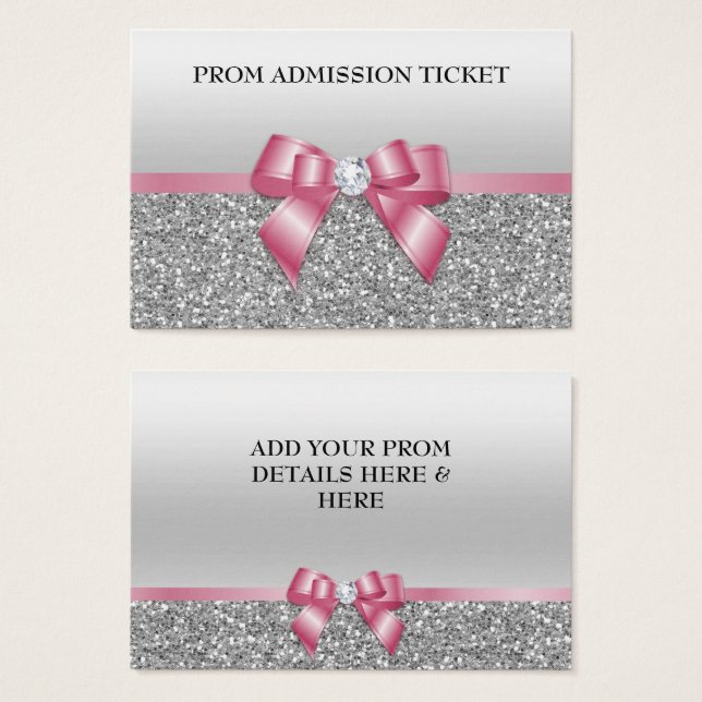 Classy Pink Bow & Silver Glitzer Prom Eintritt (Vorne & Hinten)