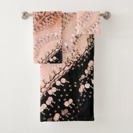 Classy Pink Coral und Black Sinti und Roma Scarf Badhandtuch Set