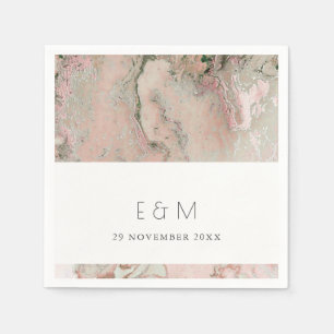 CLASSY PINK DUSKY ROSE GOLD AGATE MONOGRAM WEDD SERVIETTE