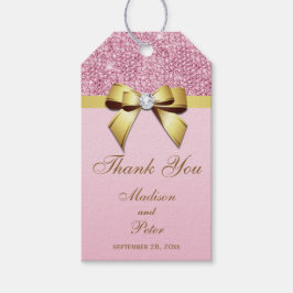 Classy Pink Sequins Gold Bow Vielen Dank Geschenkanhänger