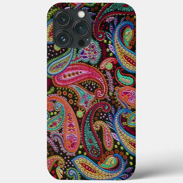 Classy Pink Türkise Blue Green Paisley Art Case-Mate iPhone Hülle (Rückseite)