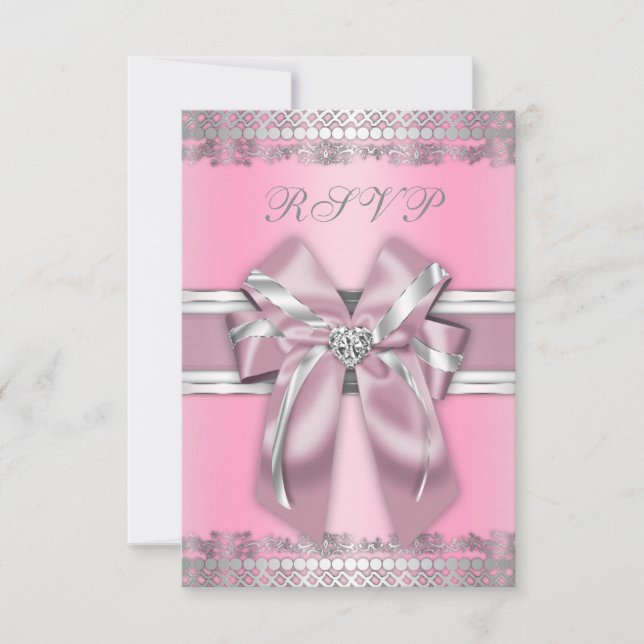 Classy Pink und Silver UAWG RSVP Karte (Vorderseite)