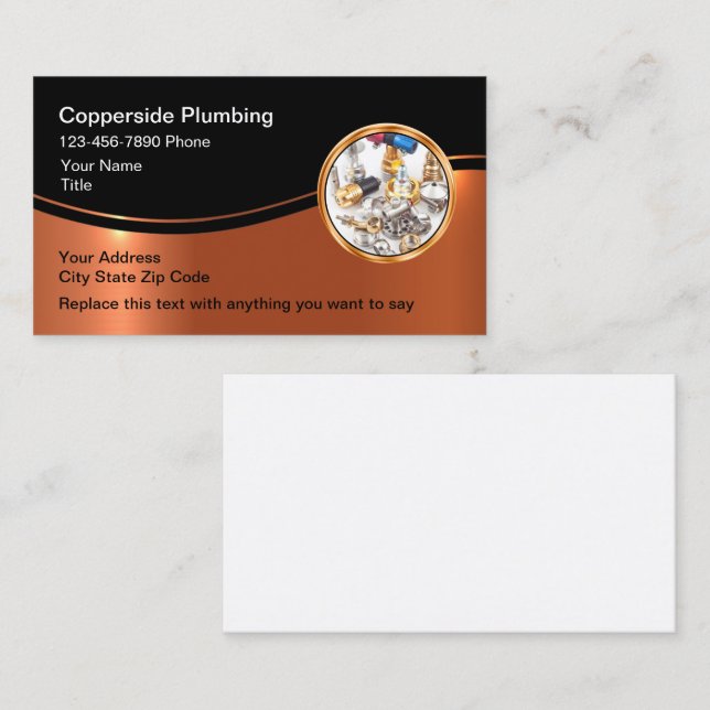 Classy Plumber Theme Editable Business Cards Visitenkarte (Vorne/Hinten)