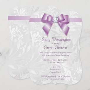 Classy Posh Diamond Bow & Damask Geburtstag Einladung