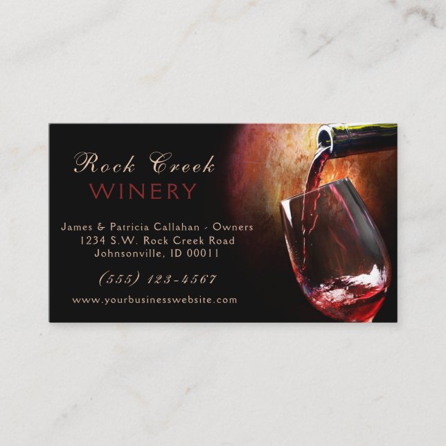 Classy Pouring Burgund Roter Weinkeller Visitenkarte (Vorderseite)