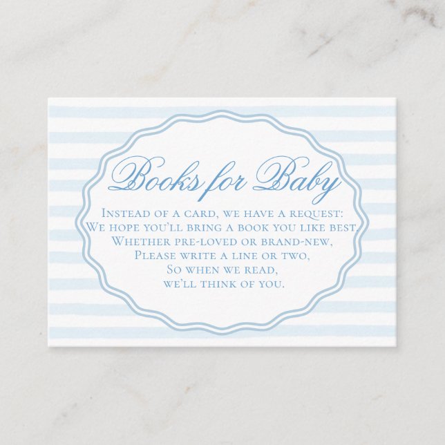 Classy Preppy Blue White Stripes Books for Baby Begleitkarte (Vorderseite)