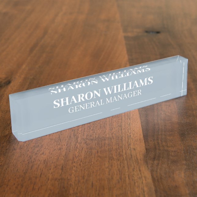 Classy Professional Dusty Blue Office Title Desk Namensplakette (Seite)