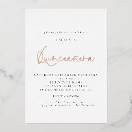 Classy Quinceanera Birthday Party Script Real Foil Folieneinladung