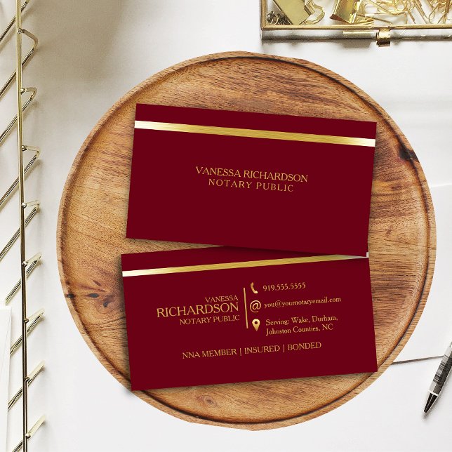 Classy Red & Gold Luxury Professional Notary  Visitenkarte (Von Creator hochgeladen)
