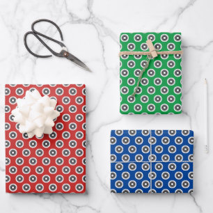 Classy Red Green Blue & Schwarz-weiß Dot Pattern Geschenkpapier Set