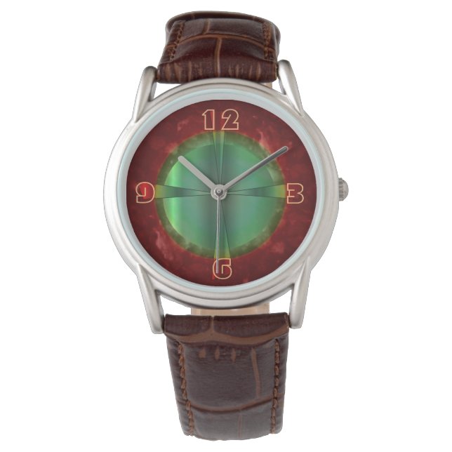 Classy Red Green Design >Men Leder Watche Armbanduhr (Vorderseite)
