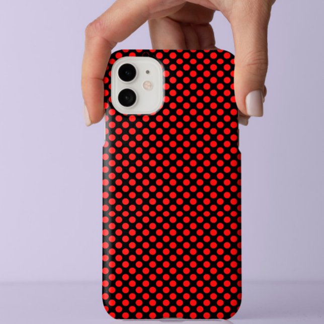 Classy Red POlka dots pattern On Stylish Black Case-Mate iPhone Hülle (Von Creator hochgeladen)
