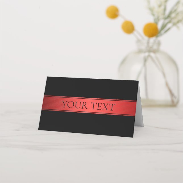 Classy Red Strip & Black Background oder DIY Place Platzkarte (Vorderseite)