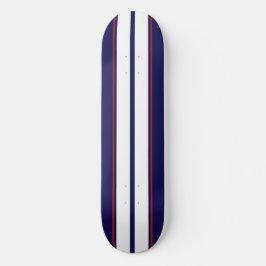 Classy Red, White, and Blue Racing Stripes Skateboard