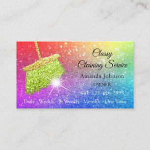 Classy Reinigungsdienste Rainbow Spark Glitzer Visitenkarte