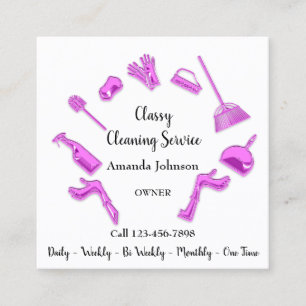 Classy-Reinigungsservice-Haus-Logo "Maid Pink" Quadratische Visitenkarte