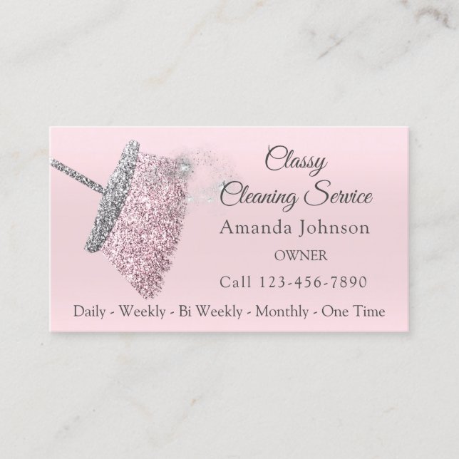 Classy Reinigungsservice Residencial Gray Pink Visitenkarte (Vorderseite)