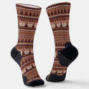 Classy Retro Christmas Brown Muster für ihn Socken