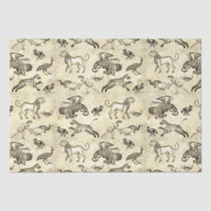 Classy Roman Mosaik Tiere Beige Seidenpapier