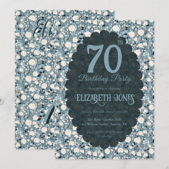 Classy Rose Floral Garden Birthday Party Einladung (Vorne/Hinten)