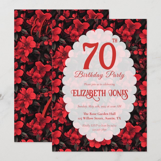 Classy Rose Flower 15Th Birthday Party Einladung (Vorne/Hinten)